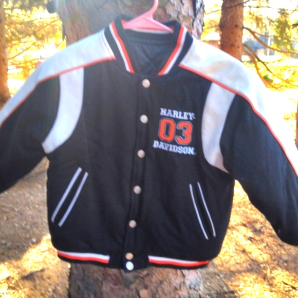 Harley Davidson Jacket coat Kids youth size 6 Reversible Wool Letterman winter - Picture 2 of 11
